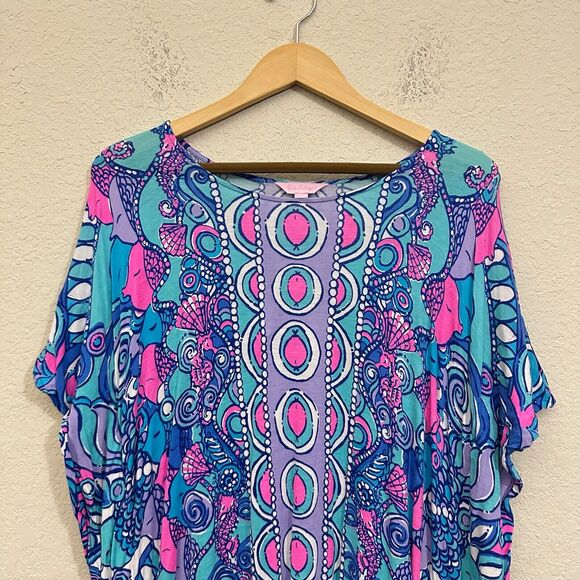 LILLY PULITZER Cooper Caftan Top Colorful Sea Jewels Beach Vacay - Picture 3 of 9